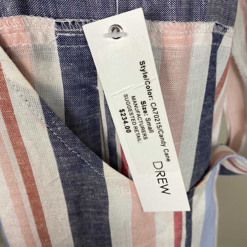 Anthropologie Drew Dress Wrap Linen Striped Tie Candy Stripe Size Small NWT - Picture 11 of 13